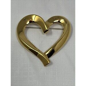 AFJ Gold Tone Open Heart Brooch
